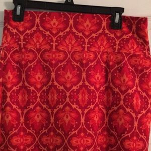 Lularoe Cassie Pencil Skirt red orange M NWT